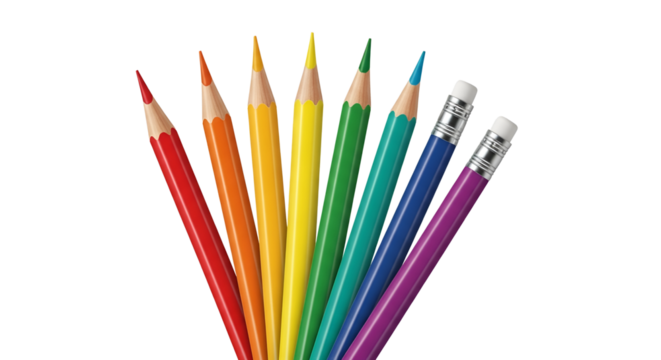Color pencils in rainbow colors isolated PNG with Transparent Background