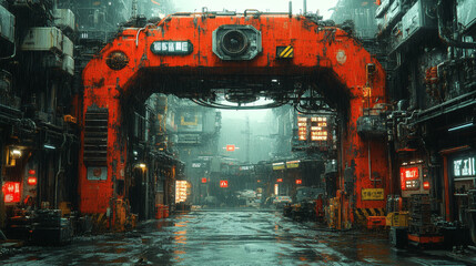 Generate a gritty depiction of a futuristic oil rig drifting through space