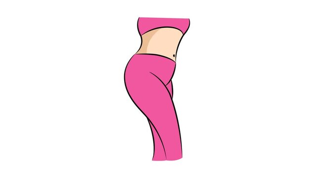 D2 Animation Transformation of a woman's lower body, stomach, hips, buttocks, thighs, and legs. 2D render