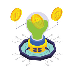 Performing Blockchain isometric vector illustration.