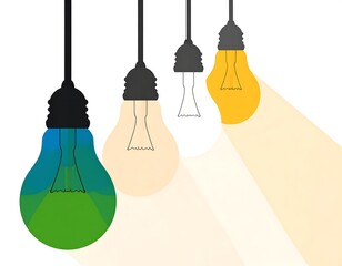 Hanging light bulbs with beams