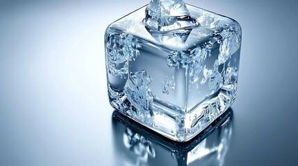 Clear acrylic block with reflective base photographed in 4K with 50mm macro lens crisp surfaces and light play