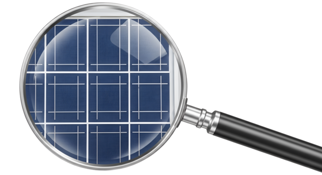 Grid pattern under magnifying glass isolated PNG with Transparent Background