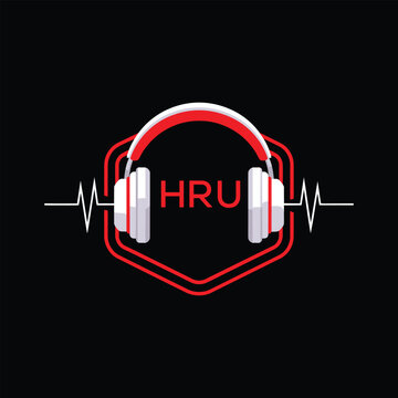 HRU  Headphone Company logo. HRU Modern Music logo design for entrepreneur and business. HRU Entertainment Branding best icon.

