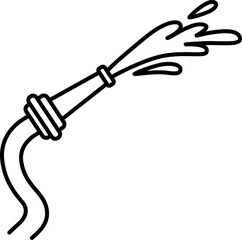 Garden hose with spray nozzle. Hose nozzle outline. Gas pump nozzle vector icon. garden hose with nozzle. fuel pump nozzle for refueling vehicle. Garden hose nozzle spraying water vector. 