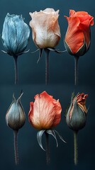Colorful rose buds stages life cycle floral beauty pictures