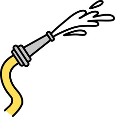 Hose pipe spray nozzle icon. vector illustration of a gas pump nozzle. garden hose with nozzle. fuel pump nozzle for refueling vehicle. A coiled yellow garden hose with a nozzle spraying water.
