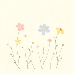 Vector illustration of a floral background with spring flowers and butterflies
