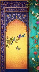 Aesthetic textured digital painting in the style of Persian miniature art