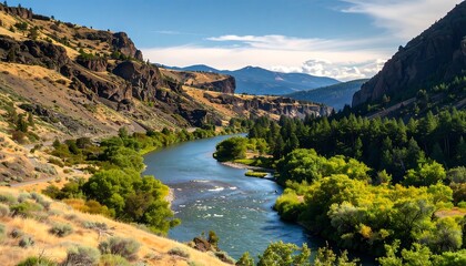 Fototapeta premium Mountain River Valley Scenery