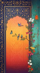 Aesthetic textured digital painting in the style of Persian miniature art