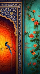 Aesthetic textured digital painting in the style of Persian miniature art