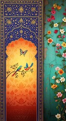 Aesthetic textured digital painting in the style of Persian miniature art