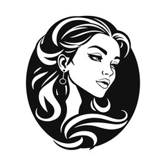 Elegant woman silhouette, female vector, beauty salon logo, lady face outline, stylish girl head design	