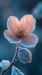 Frosted petals glowing in the winter morning light pictures