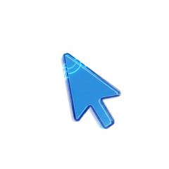 A vibrant electric blue, translucent digital cursor pointer with a pulsing ethereal glow, isolated on a transparent background, symbolizing digital readiness
