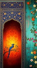 Aesthetic textured digital painting in the style of Persian miniature art