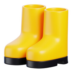 Yellow farm boots 3d render icon. Agricultural equipment concept.