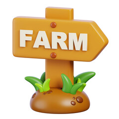 Farm sign 3d render icon. Farming and gardening concept.