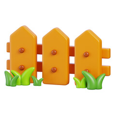 Gardening fence 3d render icon. Farming and gardening concept.