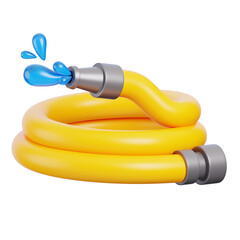 Yellow garden hose pipe 3d render icon. Agricultural equipment concept.