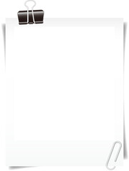 Polaroid photo frame with paper clip, isolated for image compositing and mockups