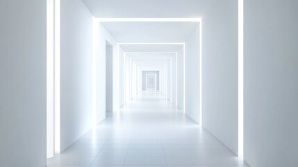 Fototapeta premium Bright and Clean Modern Hallway with Futuristic Lighting