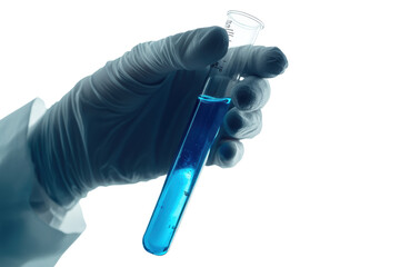 Tipping test tube of blue chemical