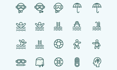 Fototapeta premium Swimming And Summer Icon Set
