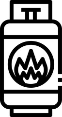 Gas cylinder outline. Line art vector of Gas Bottle. Propane gas cylinder icon. Propane gas cylinder bottle on a white background. Gas cylinder bottle icon. Outline gas cylinder bottle.