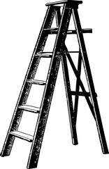 Silhouette vector of ladder on white background. old wooden ladder. Fire ladder icon. Step ladder silhouette vector