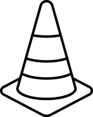Traffic cone line icon isolated on white background. Vector of Traffic cone outline. Editable stroke traffic safety barrier icon. Cartoon warning cone illustration