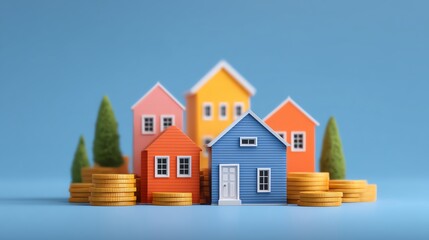 Landlord rental income portfolio illustration with housing finance icons