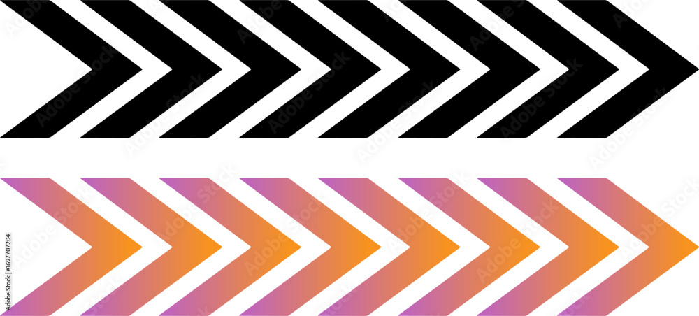 Poster two rows of chevron arrows pointing right one black and one gradient