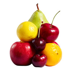 A cluster of various fruits resting png