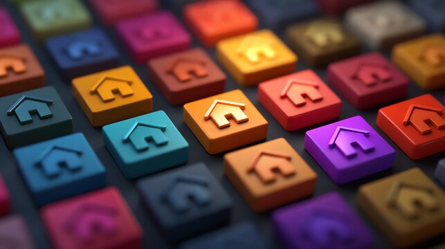 Real estate diversification strategy illustration with multiple property icons