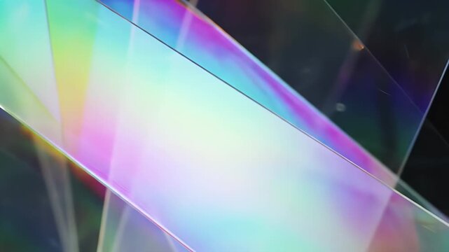 Abstract Light Refraction with Rainbow Colors on Transparent Material