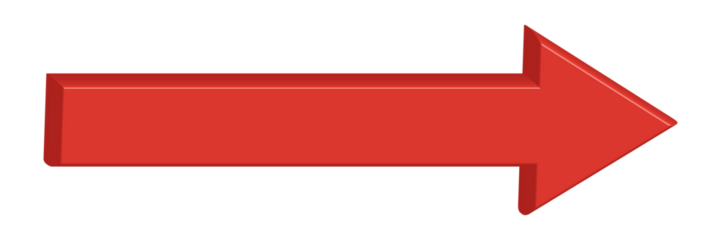 Red arrow. Right direction 3d arrow sign. Transparent PNG