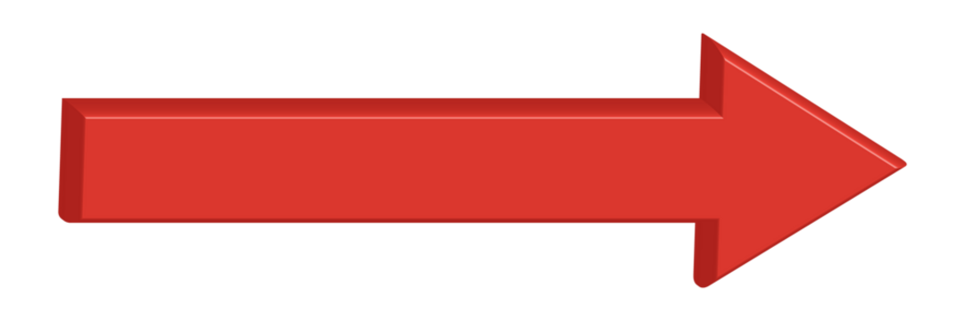 Red arrow. Right direction 3d arrow sign. Transparent PNG