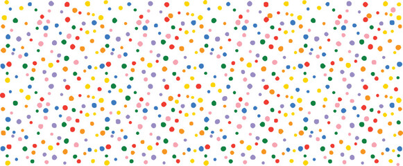 Colorful confetti dot seamless pattern background, festive polka design, vibrant multicolor abstract texture for celebration, party and playful decoration