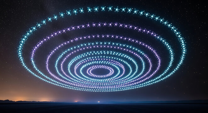Drone light show rings