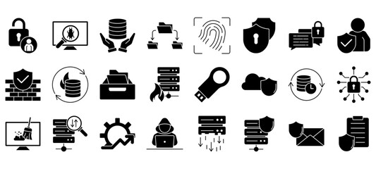 Set of Data Protection Icons or symbols Vector fully editable file.
