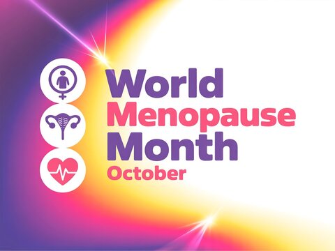 World menopause month banner with female symbol, uterus and heart icon - Powered by Adobe