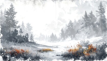 Misty winter landscape