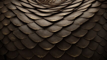 Detailed Dark Brown And Gold Scaled Texture Background