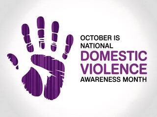 National domestic violence awareness month with hand isolated on white background