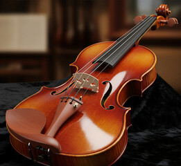 Fototapeta premium violin and bow on wooden background