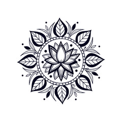 Elegant lotus mandala design in black and white, floral ornamental pattern for decoration, yoga, meditation, spiritual and traditional artwork illustration
