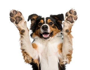 Happy dog lifting paws