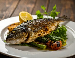 Grilled fish with vegetables
